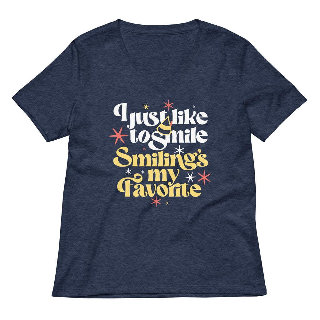 I Just Like To Smile Smiling's My Favorite Women's V-Neck Tee Hoodie, Sweatshirt | CoreVibeTees.com (Image 2)
