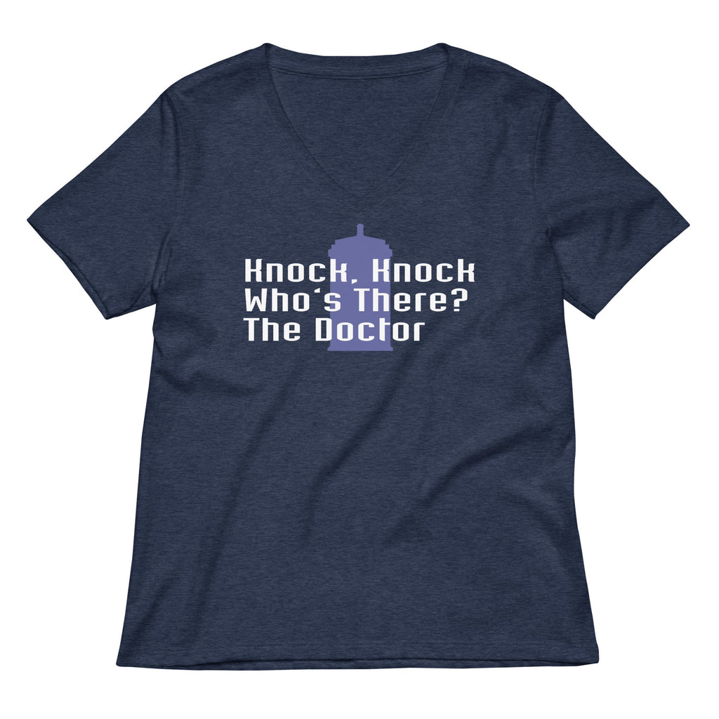 Knock Knock! Who's There? The Doctor Women's V-Neck Tee Hoodie, Sweatshirt | CoreVibeTees.com (Image 3)