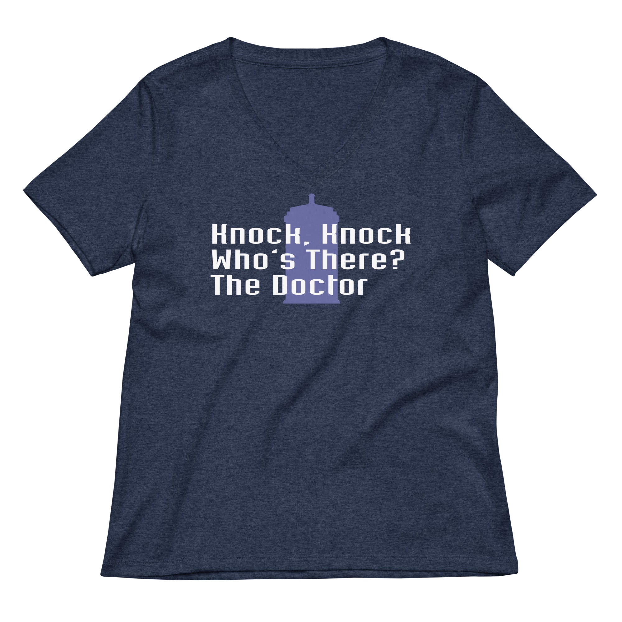 Knock Knock! Who's There? The Doctor Women's V-Neck Tee Hoodie, Sweatshirt | CoreVibeTees.com (Image 3)