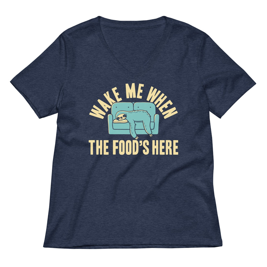 Wake Me When The Food's Here Women's V-Neck Tee Hoodie, Sweatshirt | CoreVibeTees.com (Image 1)