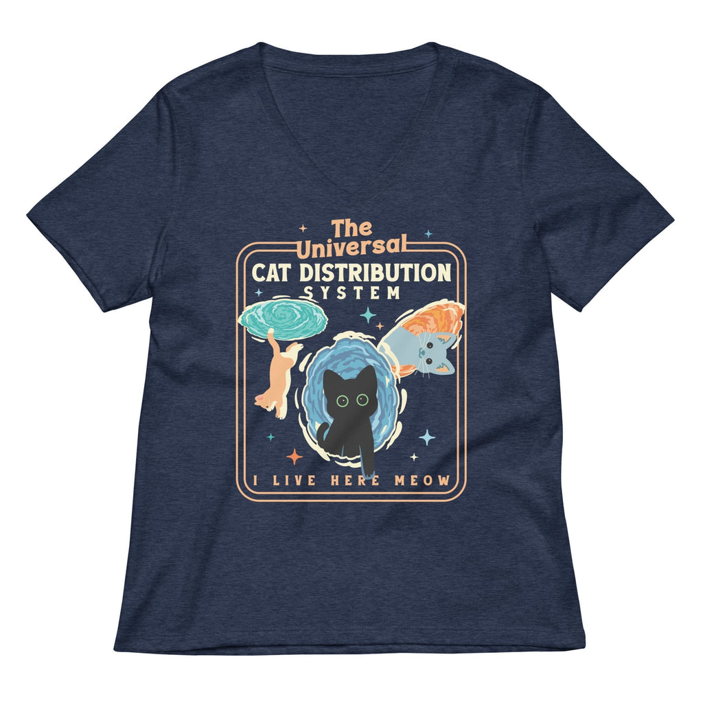 The Universal Cat Distribution System Women's V-Neck Tee Hoodie, Sweatshirt | CoreVibeTees.com (Image 2)
