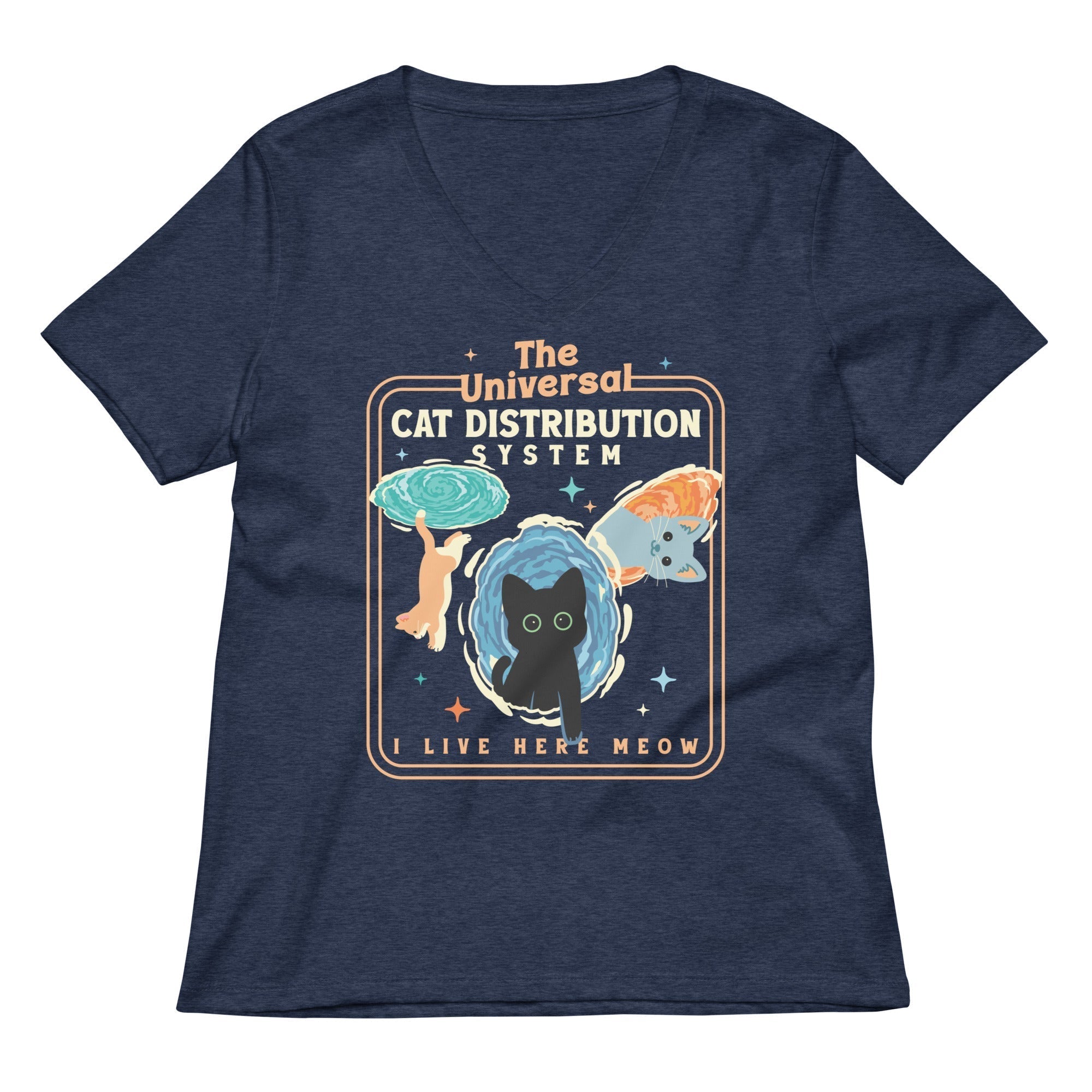 The Universal Cat Distribution System Women's V-Neck Tee Hoodie, Sweatshirt | CoreVibeTees.com (Image 2)