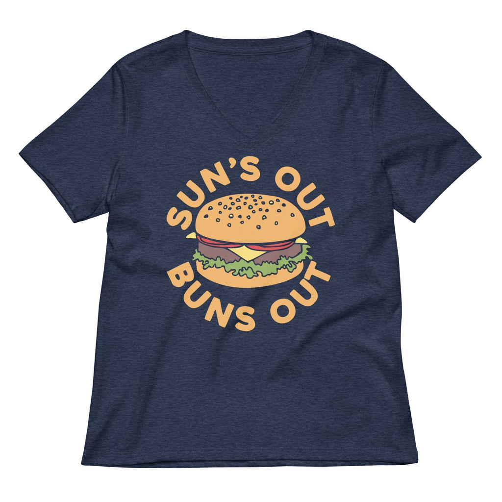 Sun's Out Buns Out Women's V-Neck Tee Hoodie, Sweatshirt | CoreVibeTees.com (Image 2)