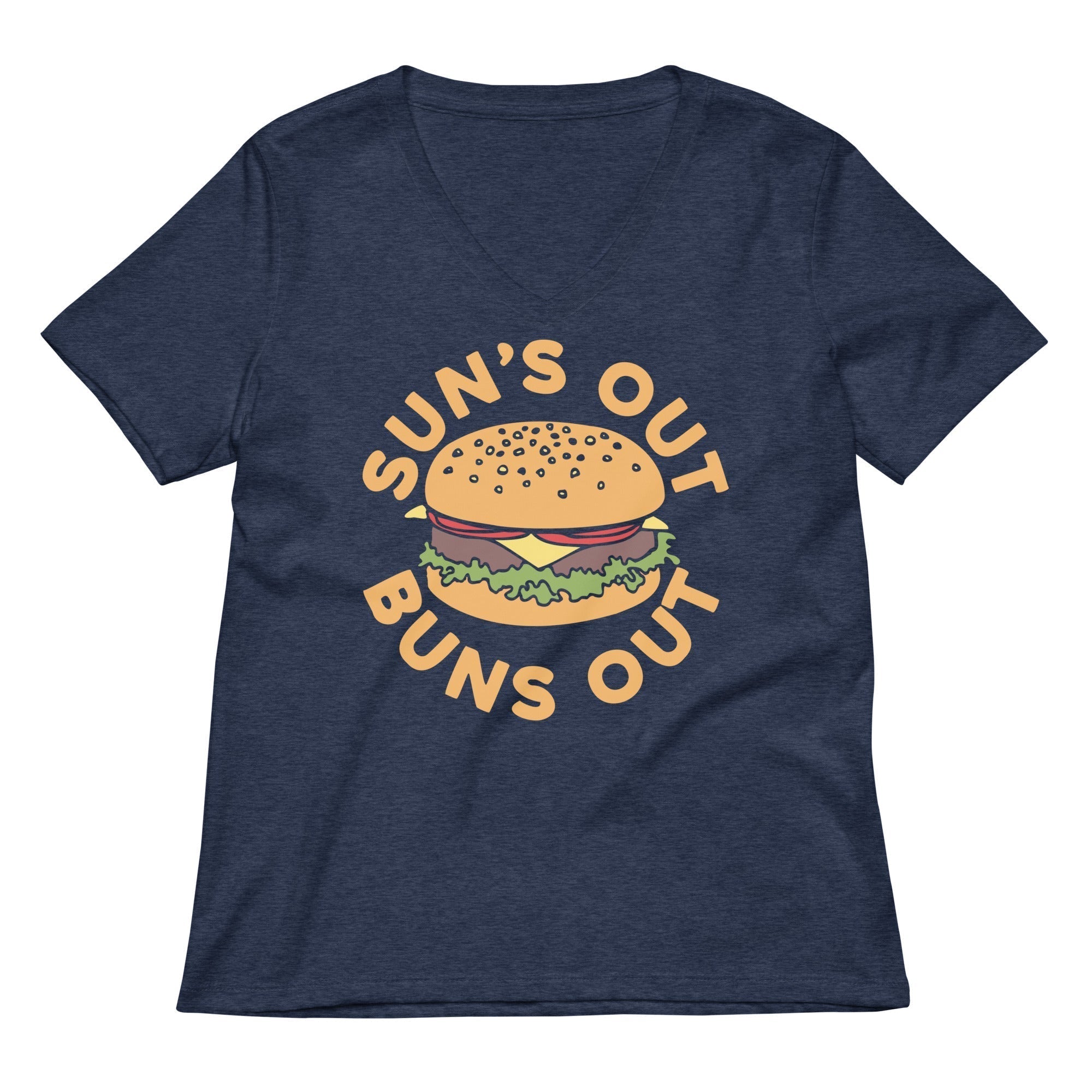 Sun's Out Buns Out Women's V-Neck Tee Hoodie, Sweatshirt | CoreVibeTees.com (Image 2)