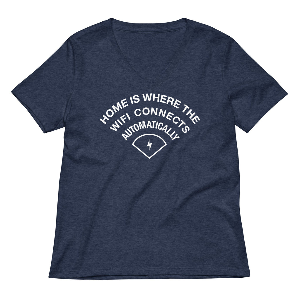 Home Is Where The WiFI Connects Automatically Women's V-Neck Tee Hoodie, Sweatshirt | CoreVibeTees.com (Image 2)