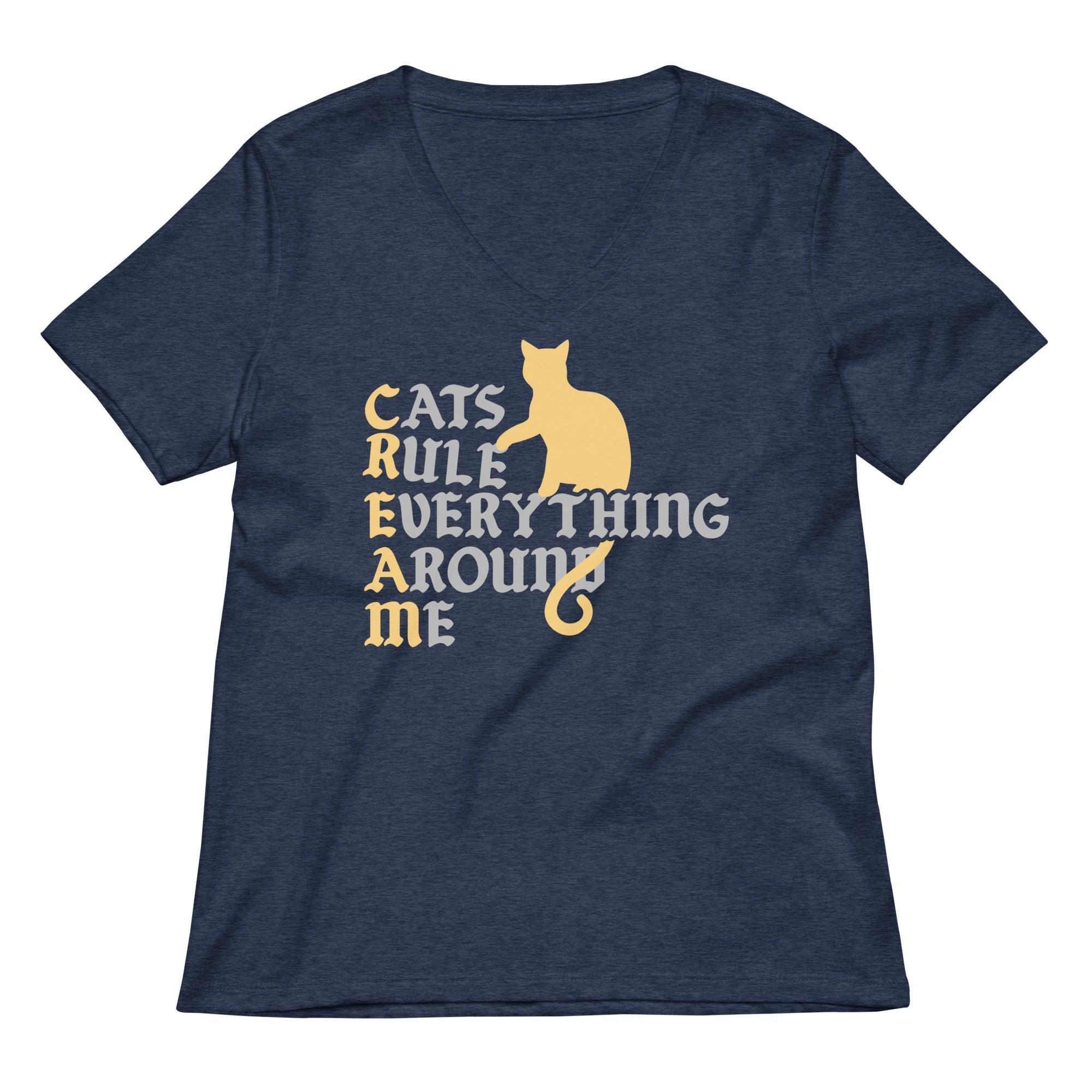 Cats Rule Everything Around Me Women's V-Neck Tee Hoodie, Sweatshirt | CoreVibeTees.com (Image 3)