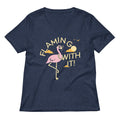 Flamingo With It Women's V-Neck Tee Hoodie, Sweatshirt | CoreVibeTees.com (Image 1)
