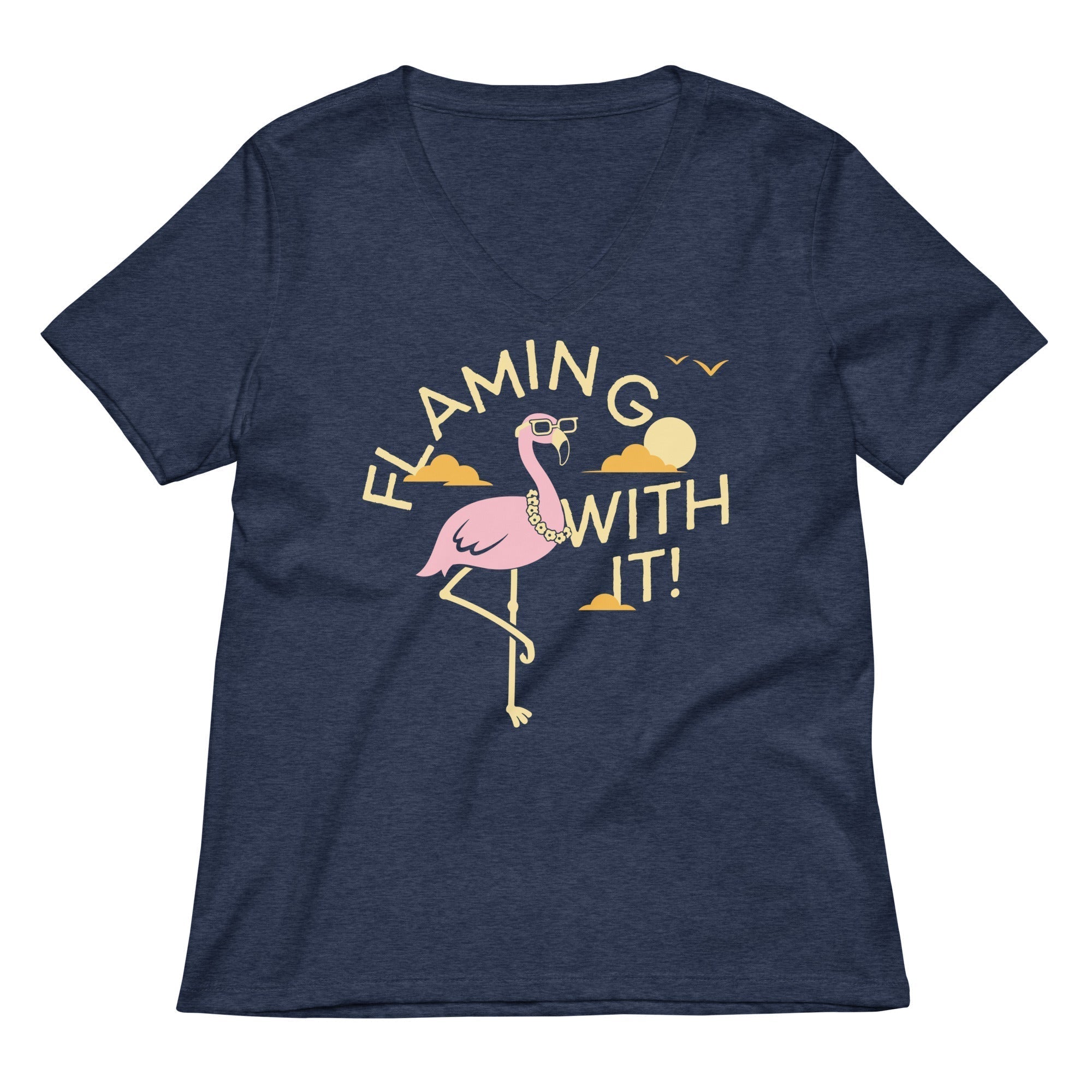 Flamingo With It Women's V-Neck Tee Hoodie, Sweatshirt | CoreVibeTees.com (Image 1)