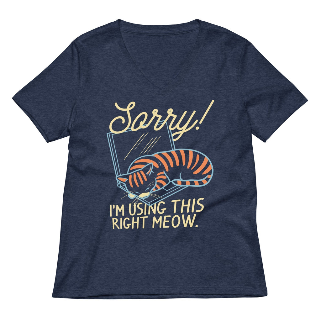 Sorry! I'm Using This Right Meow Women's V-Neck Tee Hoodie, Sweatshirt | CoreVibeTees.com (Image 2)