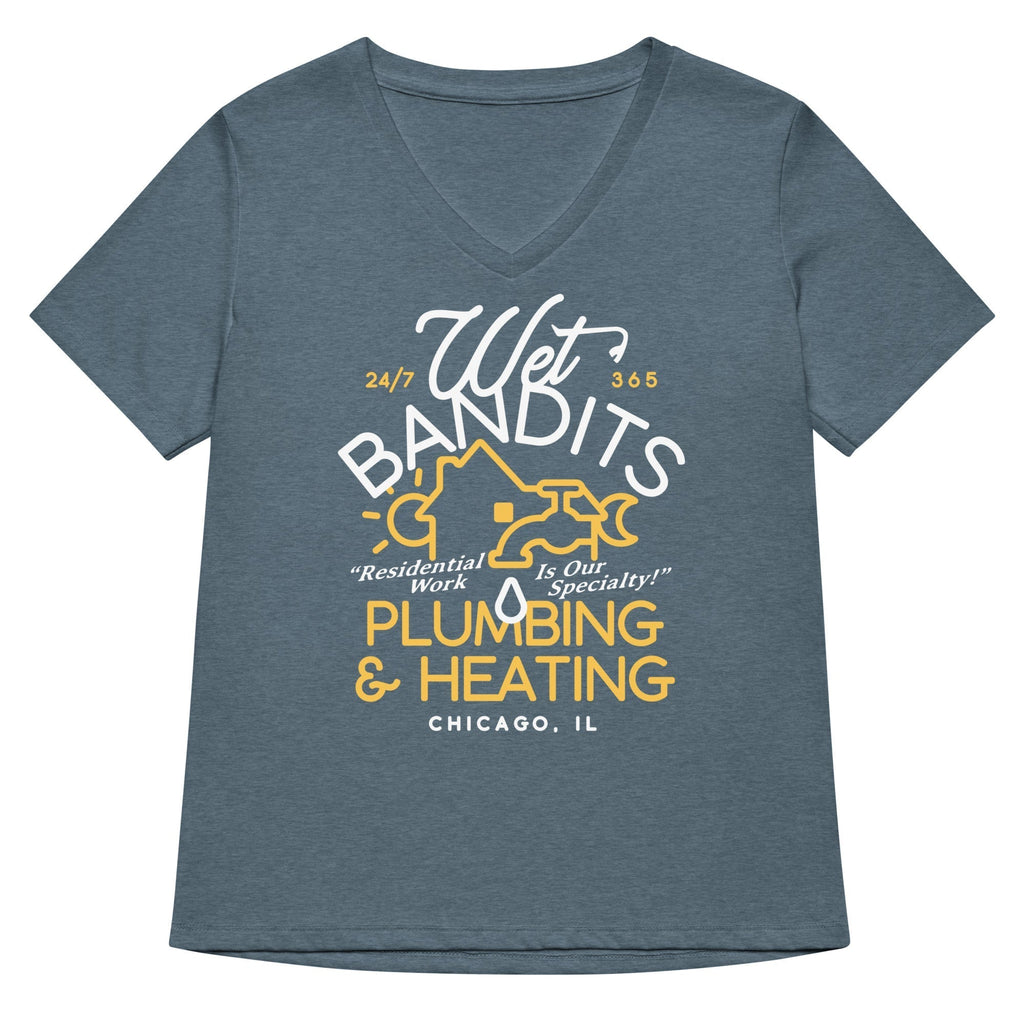 Wet Bandits Plumbing & Heating Women's V-Neck Tee Hoodie, Sweatshirt | CoreVibeTees.com (Image 4)