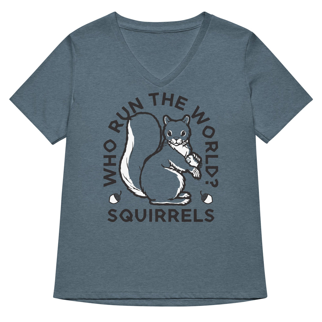 Who Run The World? Squirrels Women's V-Neck Tee Hoodie, Sweatshirt | CoreVibeTees.com (Image 2)