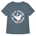 Silly Goose On The Loose Women's V-Neck Tee Hoodie, Sweatshirt | CoreVibeTees.com (Image 1)