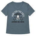 Here For The Cats, Humans Are Gross Women's V-Neck Tee Hoodie, Sweatshirt | CoreVibeTees.com (Image 1)