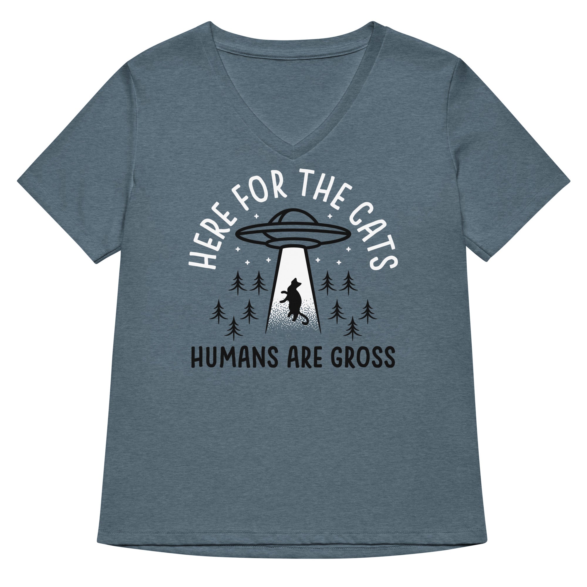 Here For The Cats, Humans Are Gross Women's V-Neck Tee Hoodie, Sweatshirt | CoreVibeTees.com (Image 1)
