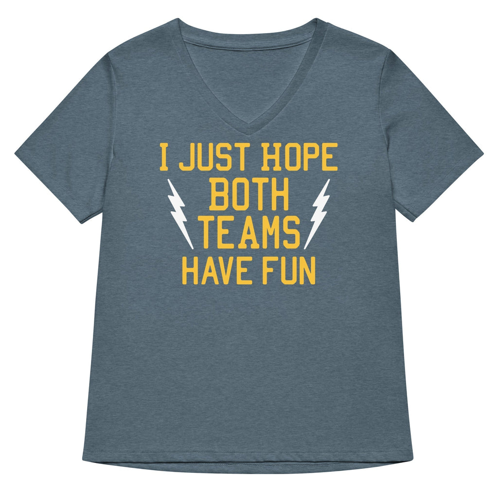 I Just Hope Both Teams Have Fun Women's V-Neck Tee Hoodie, Sweatshirt | CoreVibeTees.com (Image 4)