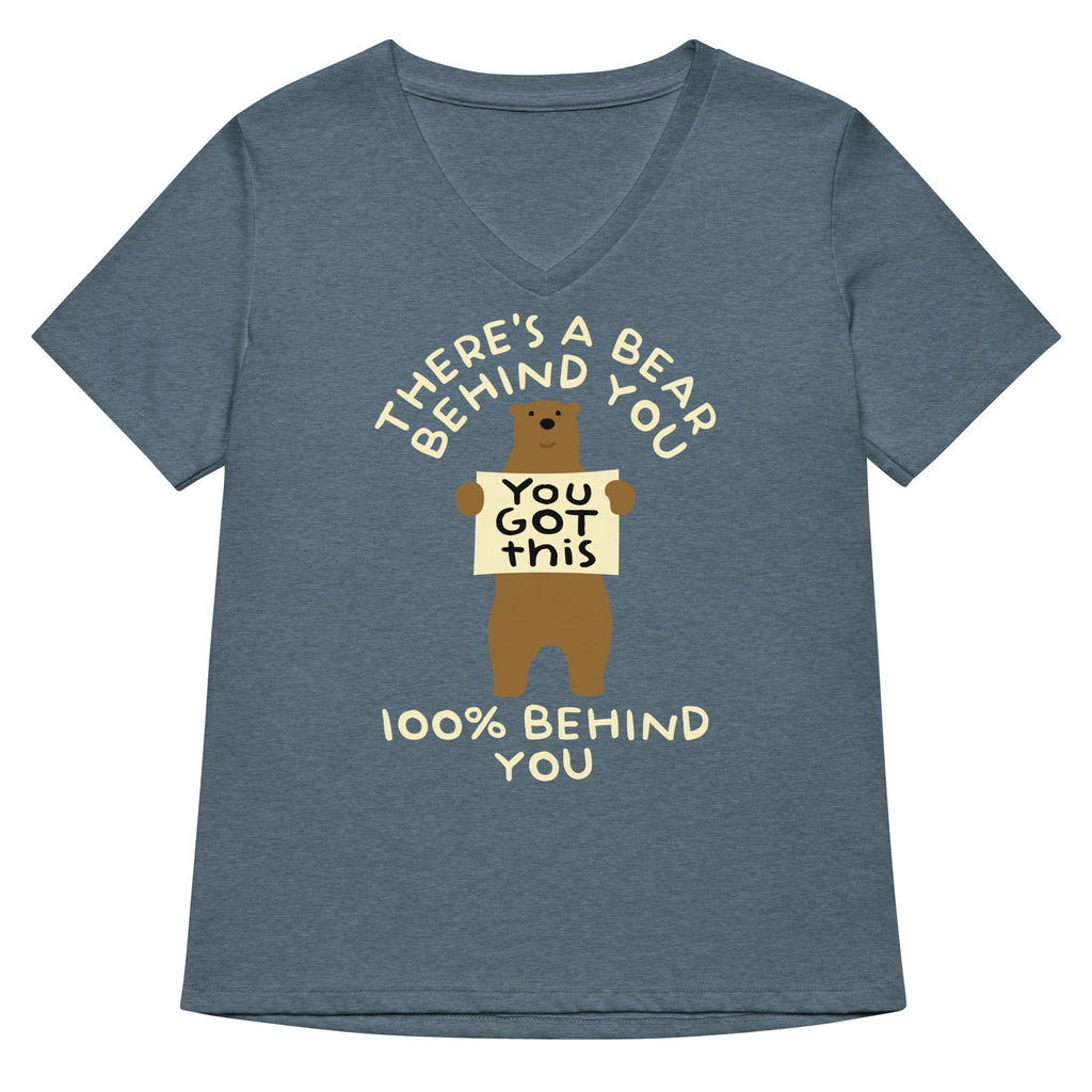 There's A Bear Behind You, 100% Behind You Women's V-Neck Tee Hoodie, Sweatshirt | CoreVibeTees.com (Image 5)
