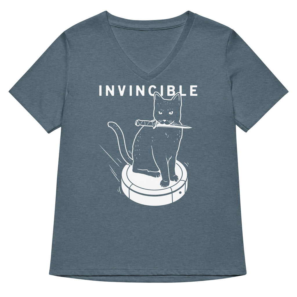Invincible Cat Women's V-Neck Tee Hoodie, Sweatshirt | CoreVibeTees.com (Image 4)