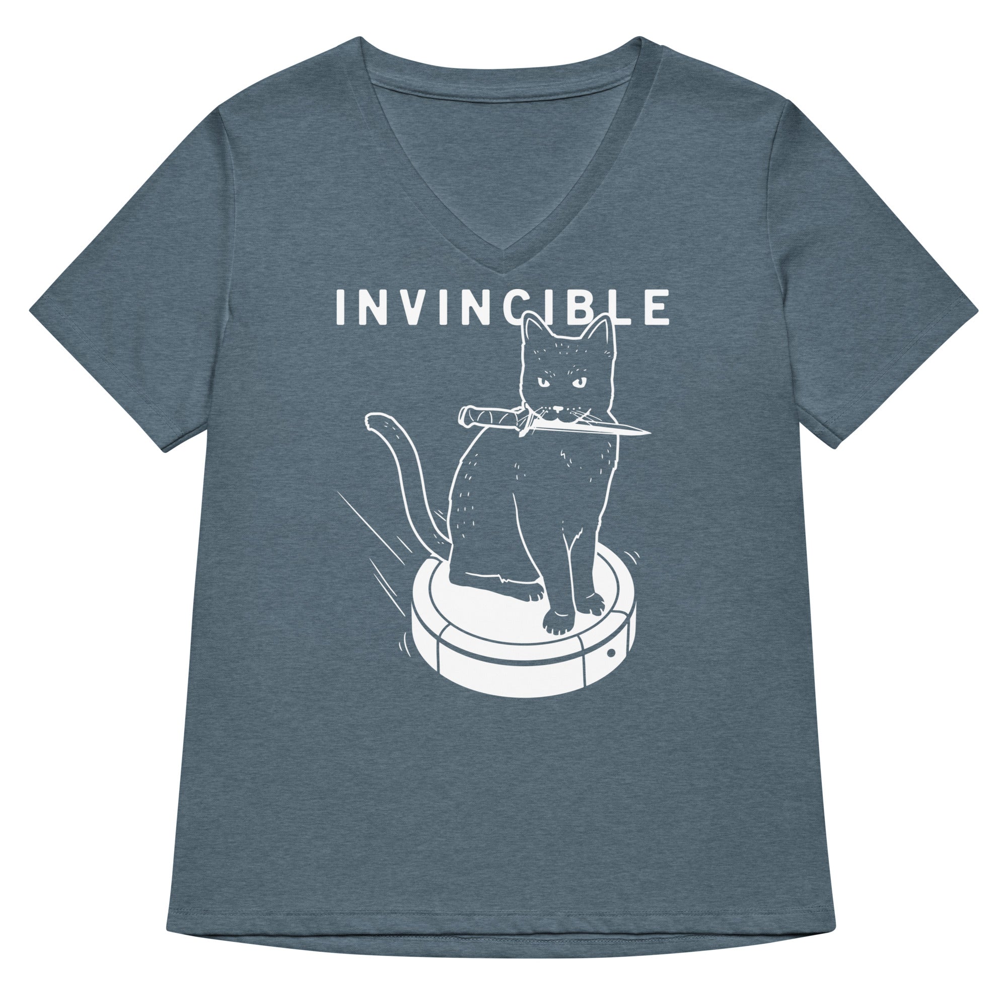 Invincible Cat Women's V-Neck Tee Hoodie, Sweatshirt | CoreVibeTees.com (Image 4)