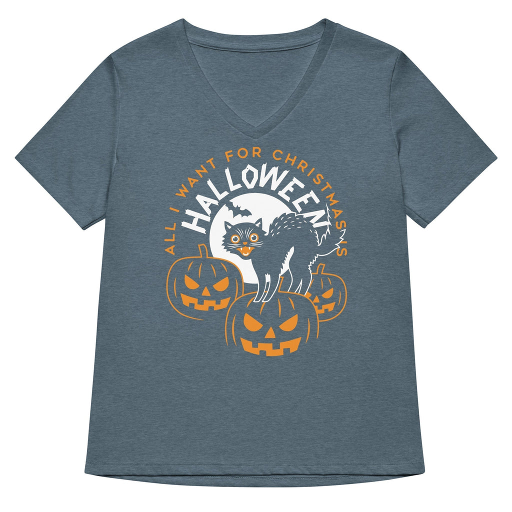All I Want For Christmas Is Halloween Women's V-Neck Tee Hoodie, Sweatshirt | CoreVibeTees.com (Image 4)