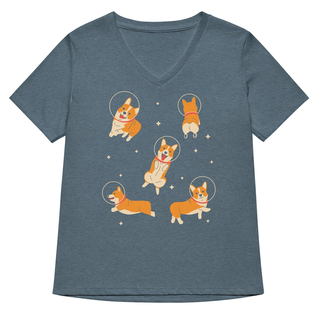 Corgis In Space Women's V-Neck Tee Hoodie, Sweatshirt | CoreVibeTees.com (Image 4)