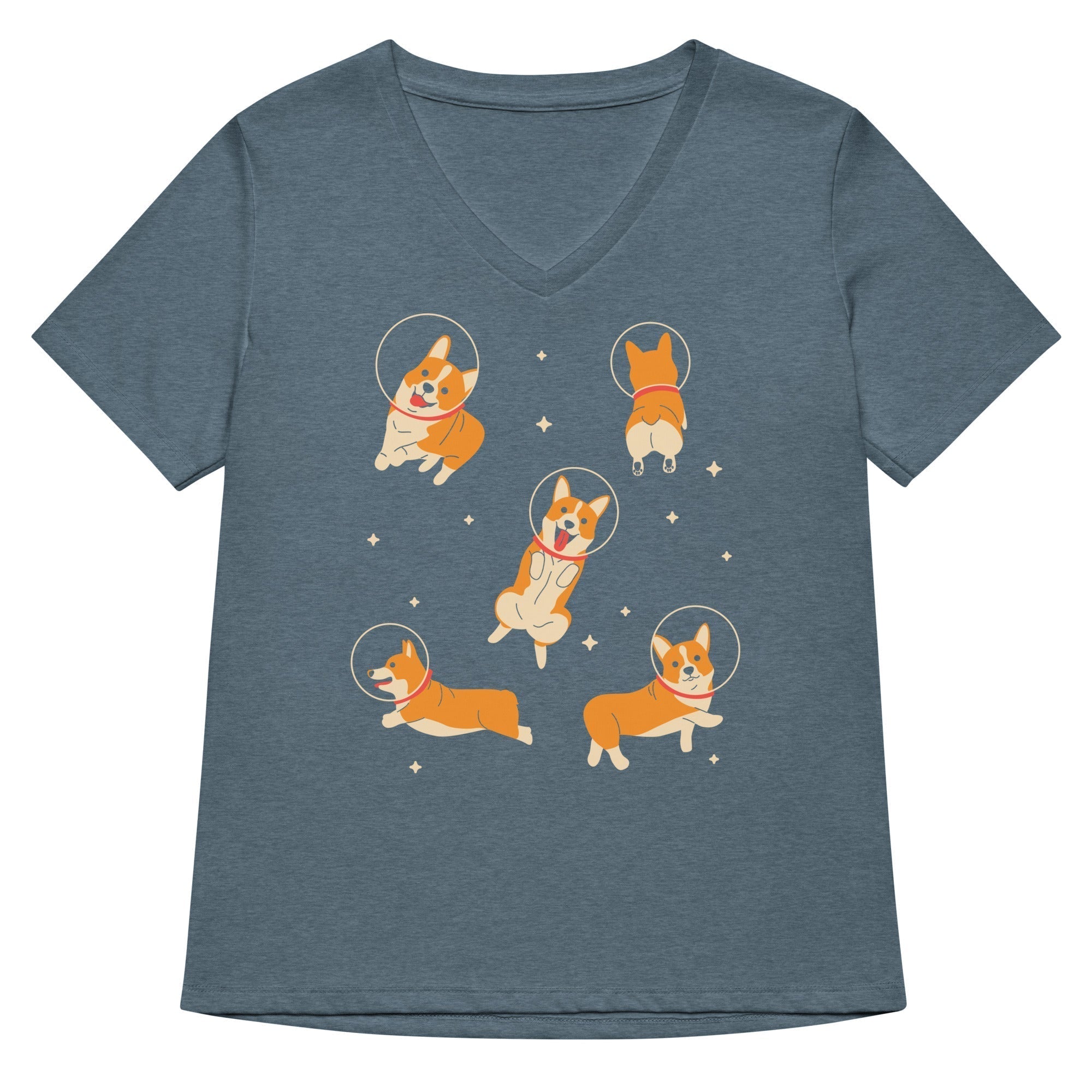 Corgis In Space Women's V-Neck Tee Hoodie, Sweatshirt | CoreVibeTees.com (Image 4)