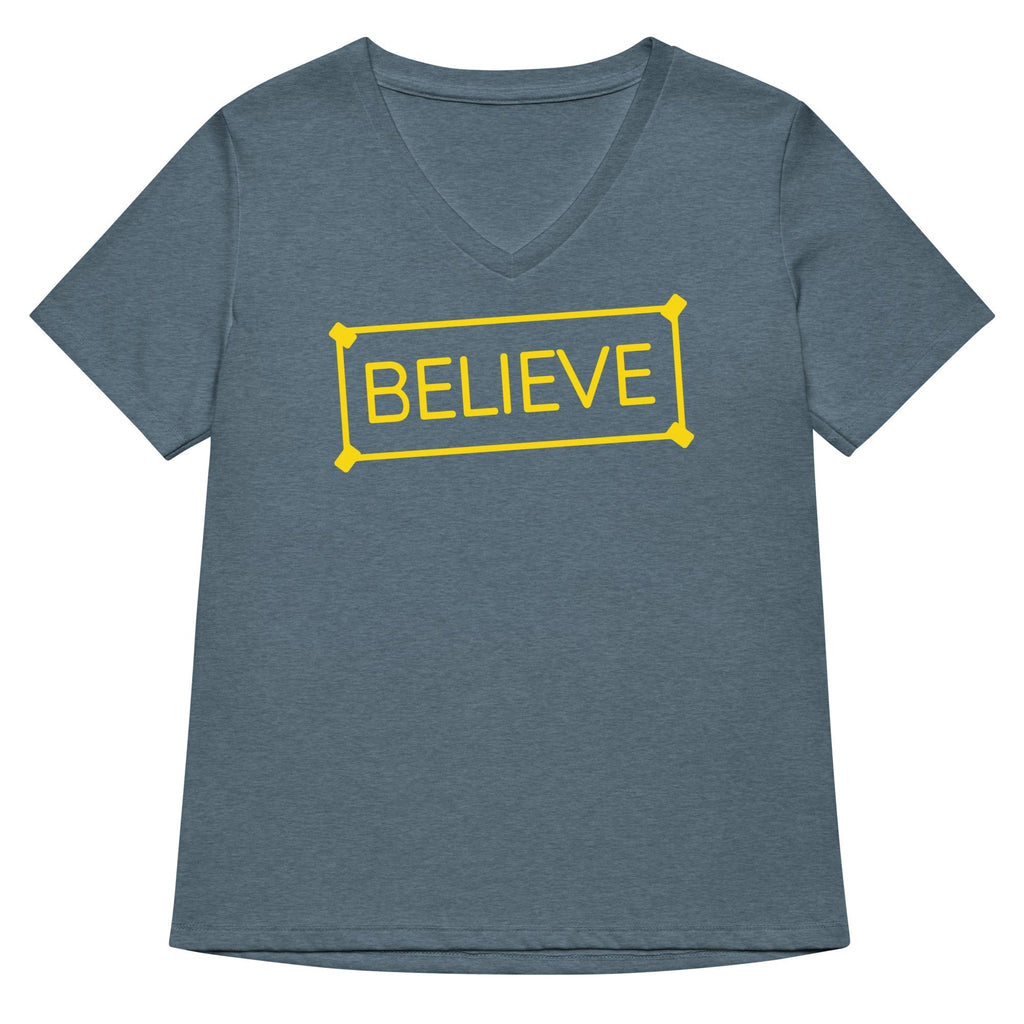 Believe Sign Women's V-Neck Tee Hoodie, Sweatshirt | CoreVibeTees.com (Image 4)