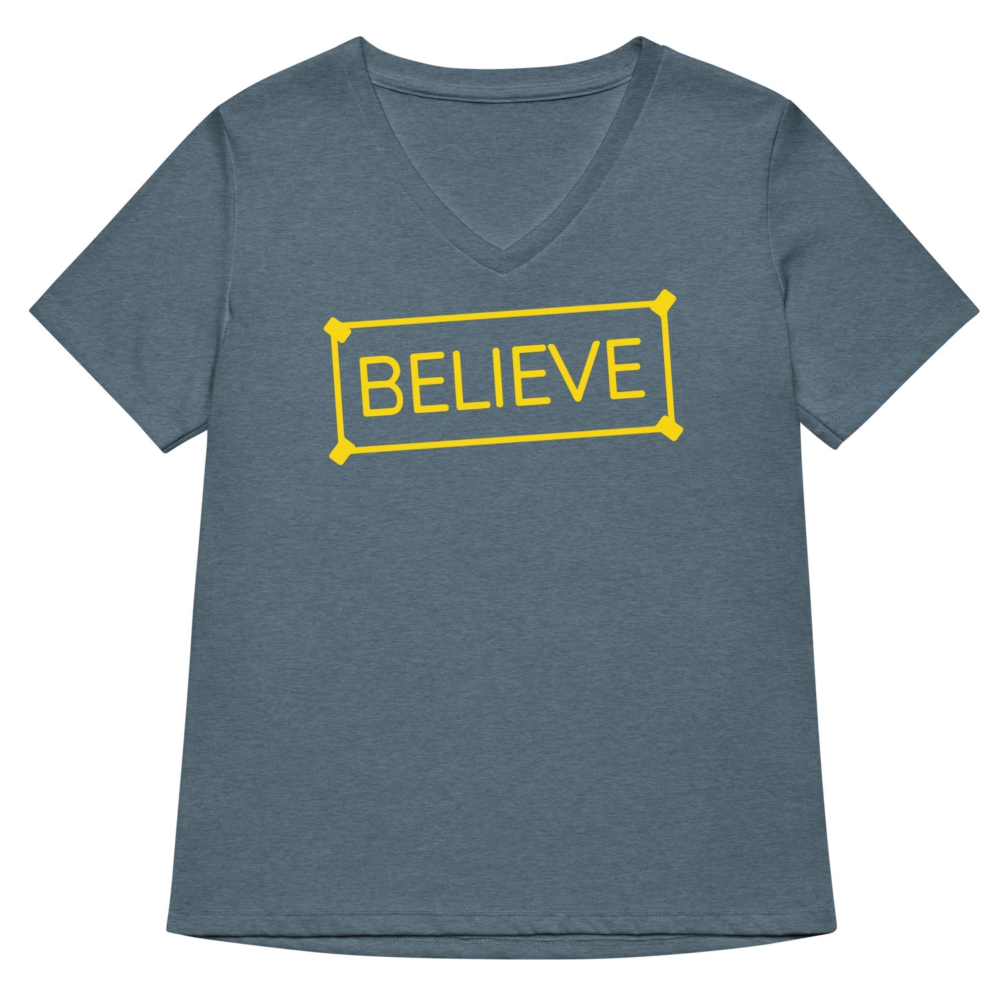 Believe Sign Women's V-Neck Tee Hoodie, Sweatshirt | CoreVibeTees.com (Image 4)