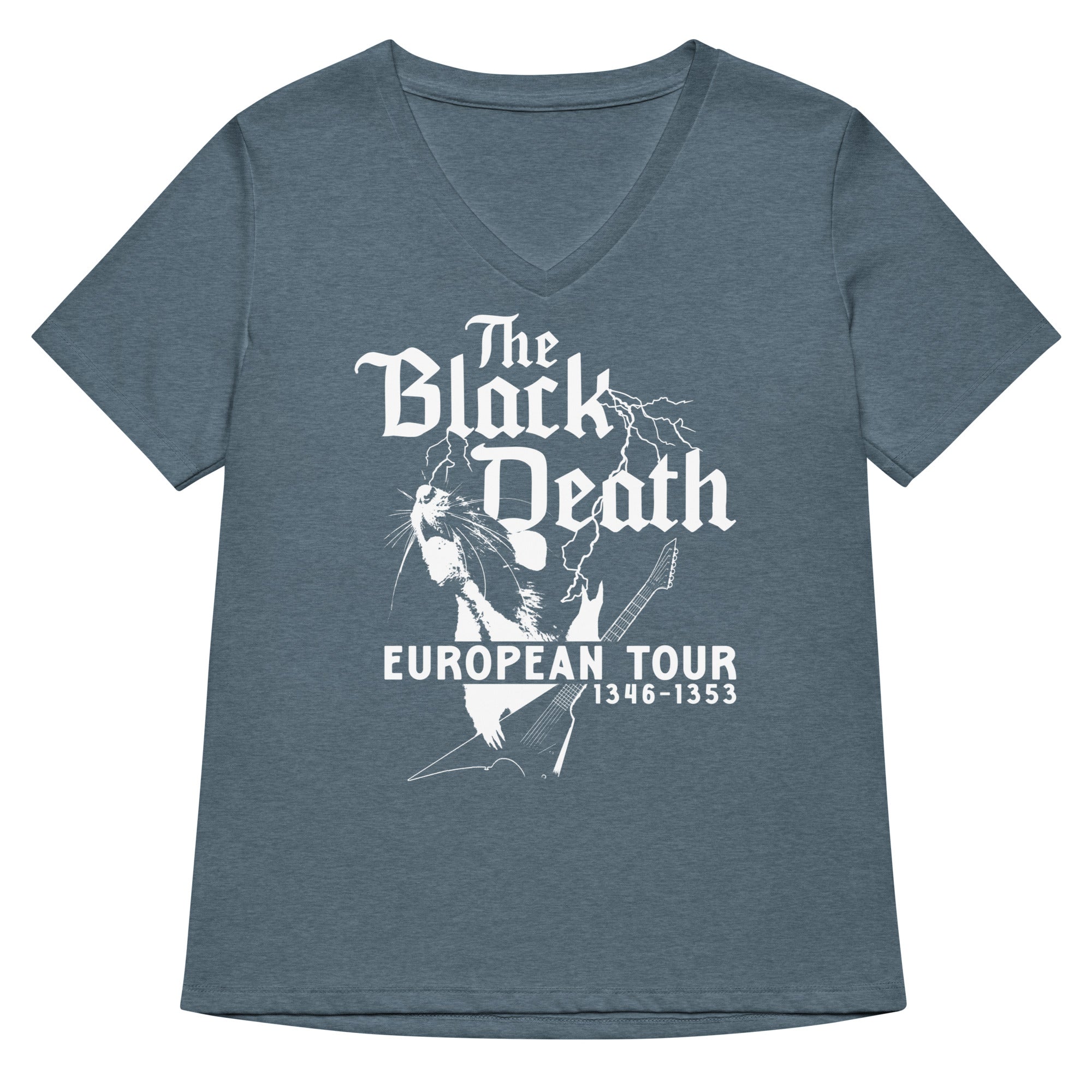 The Black Death European Tour Women's V-Neck Tee Hoodie, Sweatshirt | CoreVibeTees.com (Image 4)