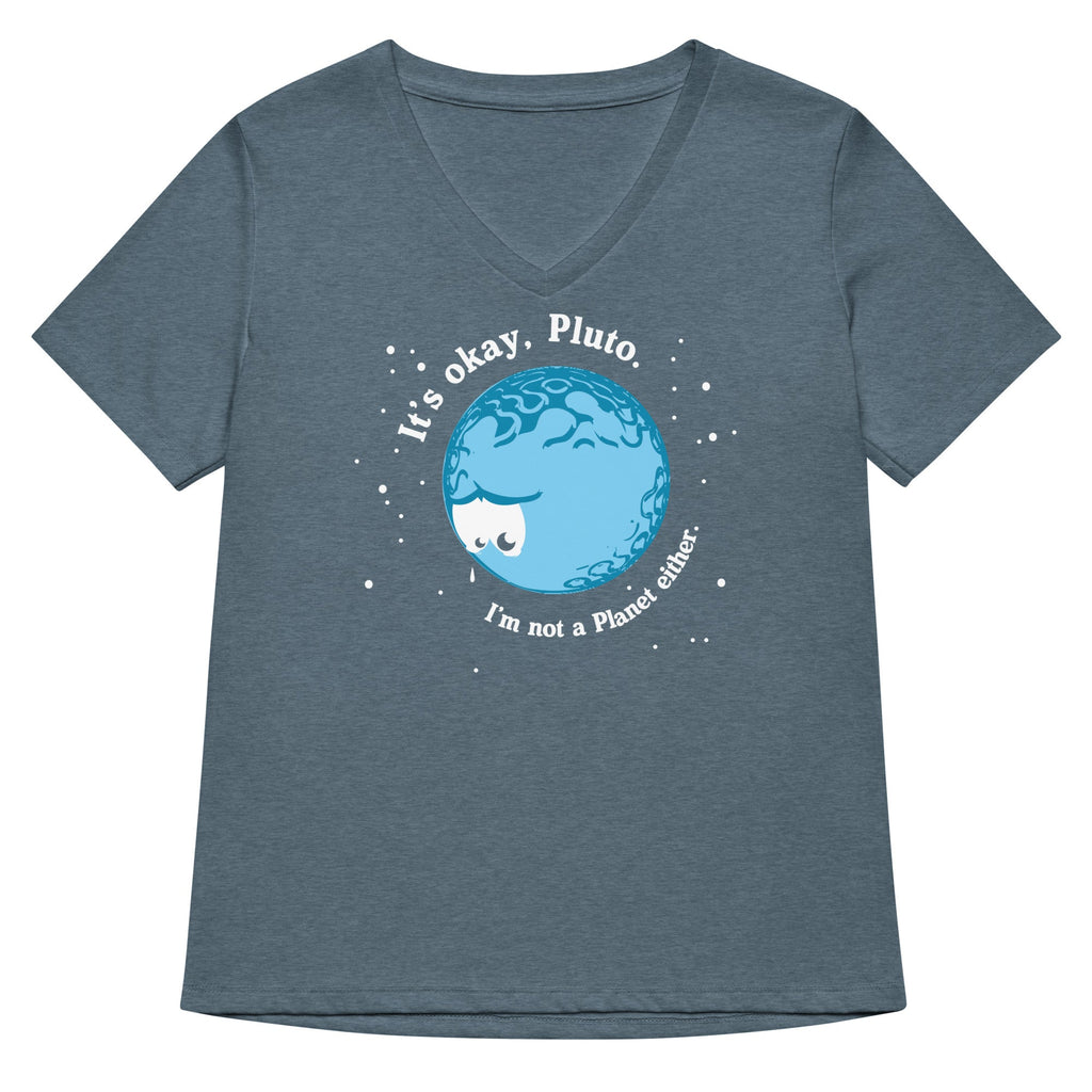 It's Okay Pluto Women's V-Neck Tee Hoodie, Sweatshirt | CoreVibeTees.com (Image 3)