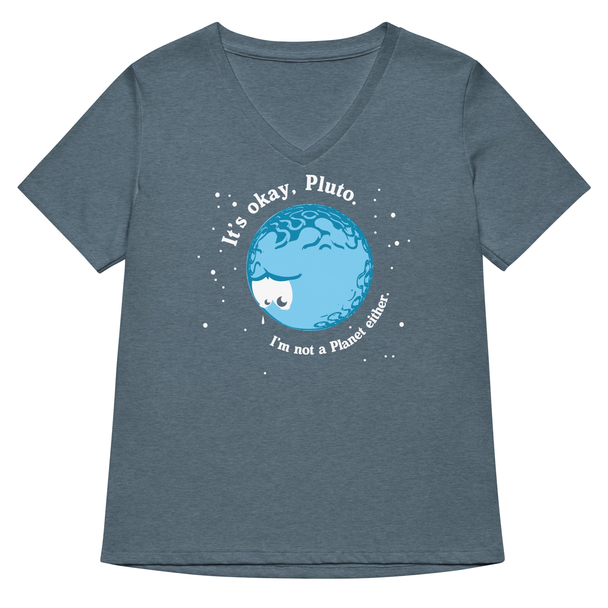 It's Okay Pluto Women's V-Neck Tee Hoodie, Sweatshirt | CoreVibeTees.com (Image 3)