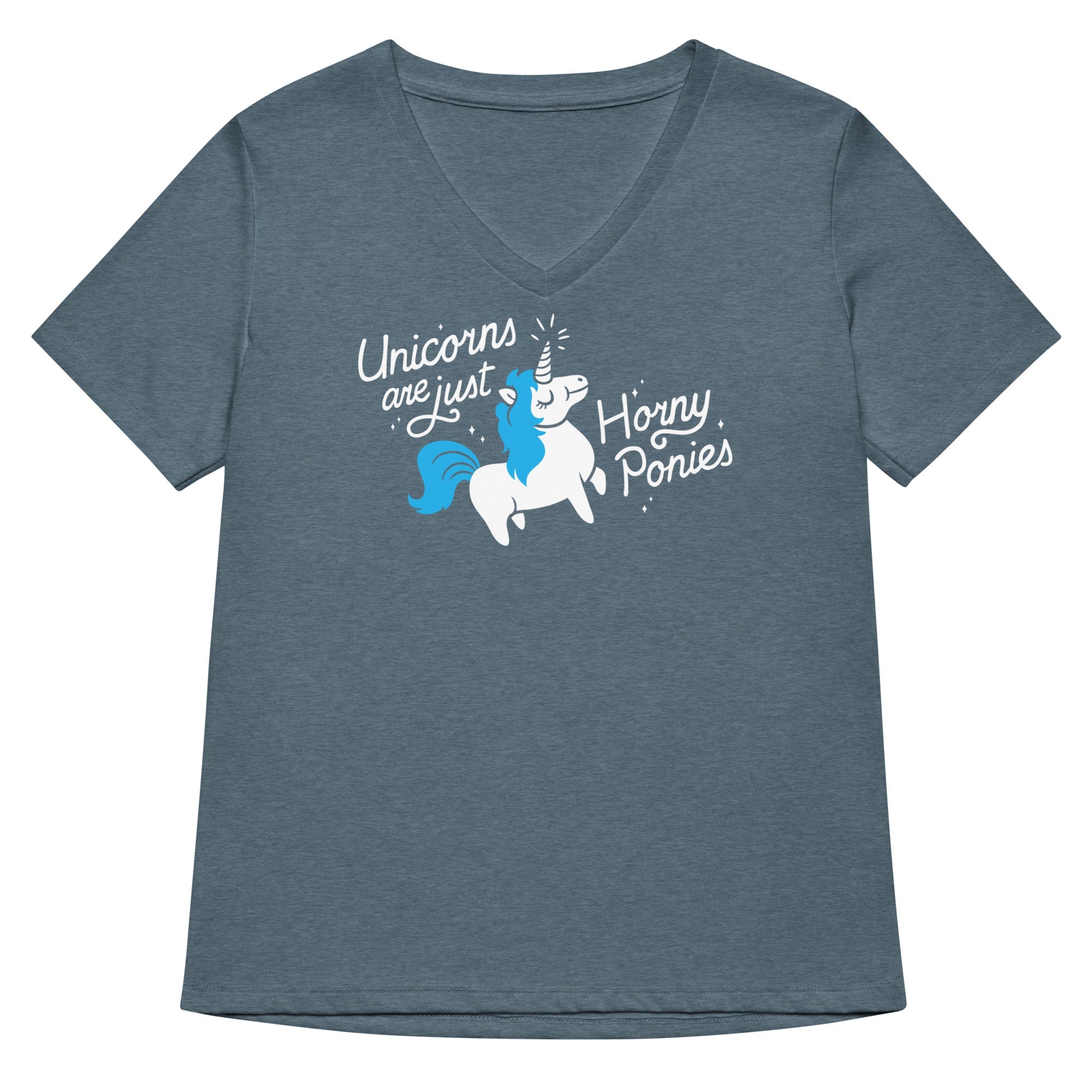 Unicorns Are Just Horny Ponies Women's V-Neck Tee Hoodie, Sweatshirt | CoreVibeTees.com (Image 4)