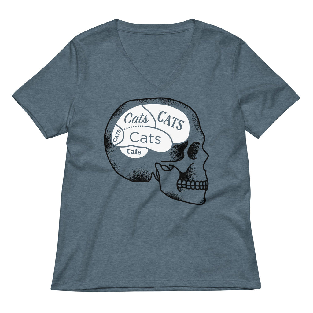 Cats On The Brain Women's V-Neck Tee Hoodie, Sweatshirt | CoreVibeTees.com (Image 1)