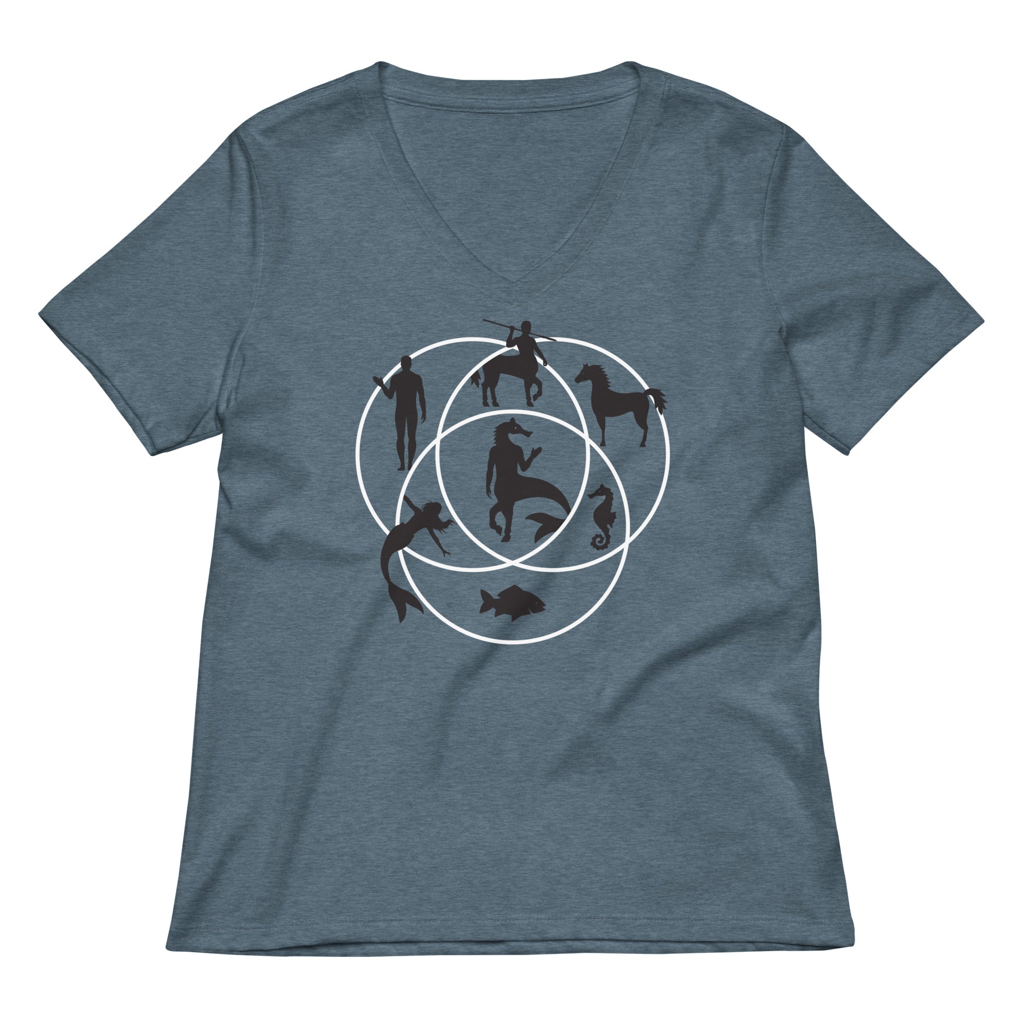 Human Horse Fish Venn Diagram Women's V-Neck Tee Hoodie, Sweatshirt | CoreVibeTees.com (Image 1)