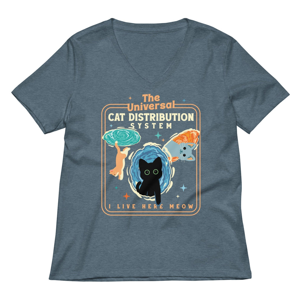 The Universal Cat Distribution System Women's V-Neck Tee Hoodie, Sweatshirt | CoreVibeTees.com (Image 4)