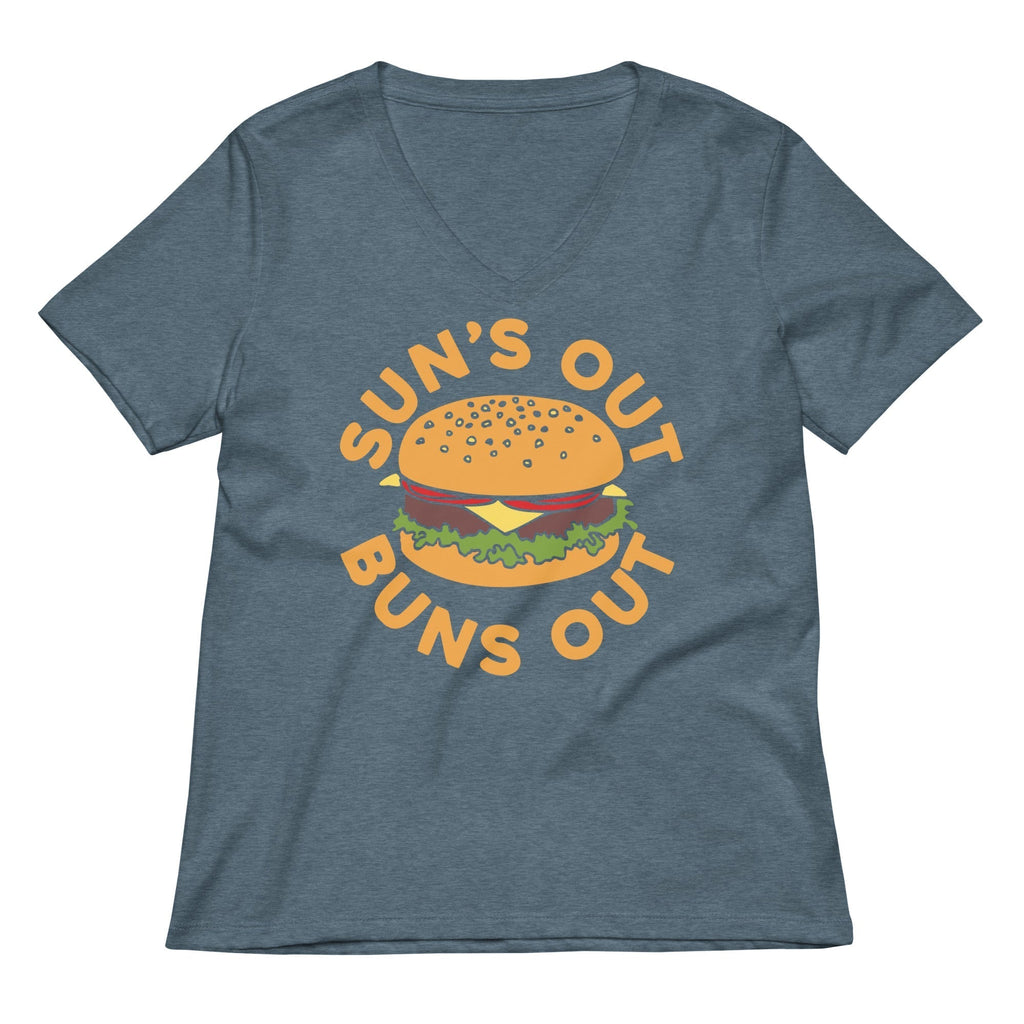Sun's Out Buns Out Women's V-Neck Tee Hoodie, Sweatshirt | CoreVibeTees.com (Image 4)
