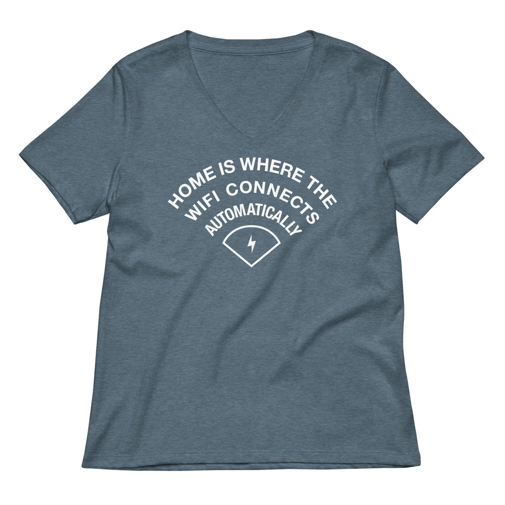 Home Is Where The WiFI Connects Automatically Women's V-Neck Tee Hoodie, Sweatshirt | CoreVibeTees.com (Image 4)