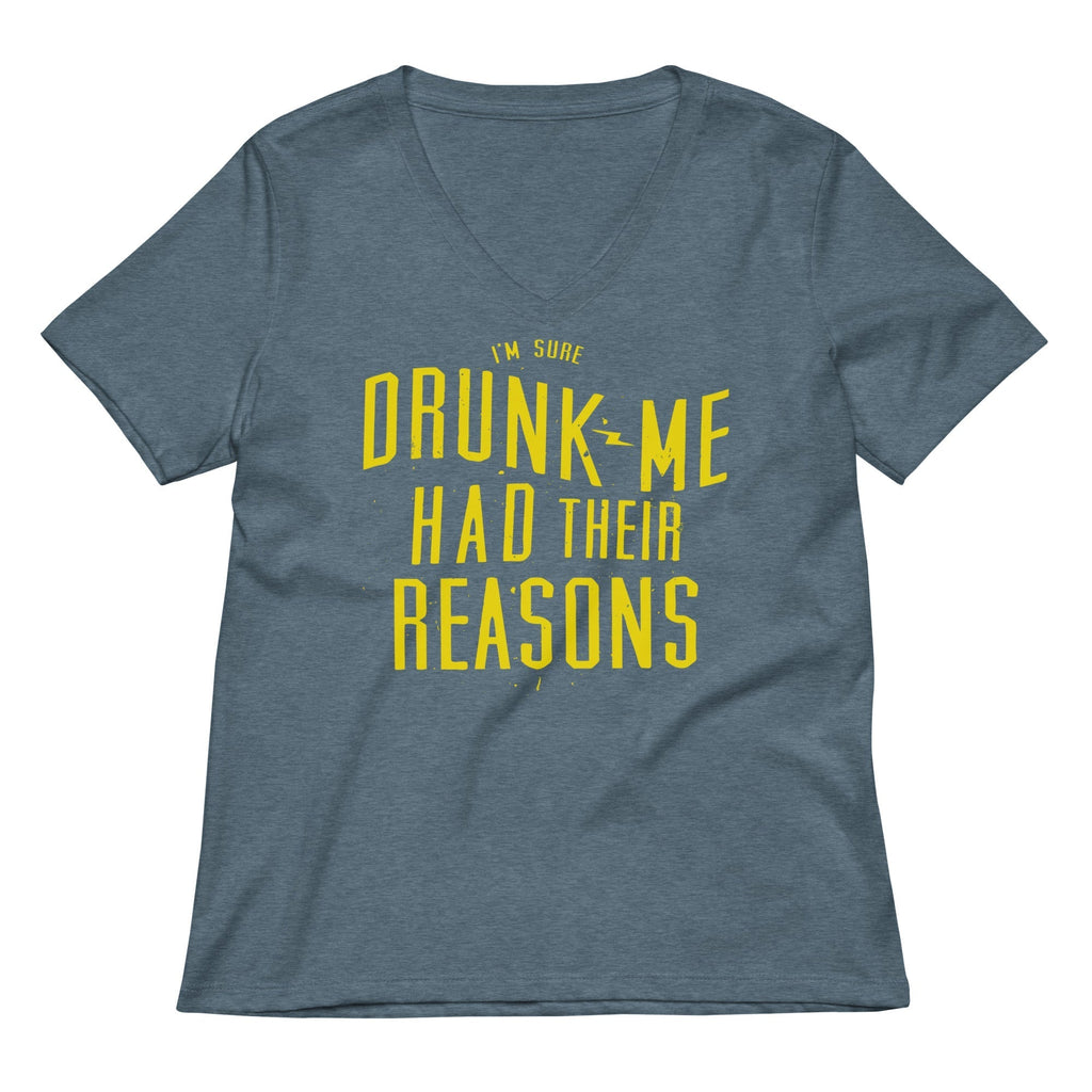 Drunk Me Had Their Reasons Women's V-Neck Tee Hoodie, Sweatshirt | CoreVibeTees.com (Image 4)