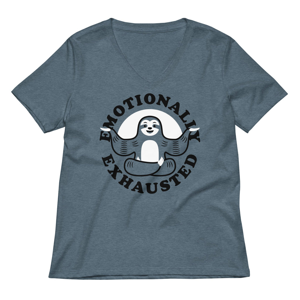 Emotionally Exhausted Women's V-Neck Tee Hoodie, Sweatshirt | CoreVibeTees.com (Image 1)