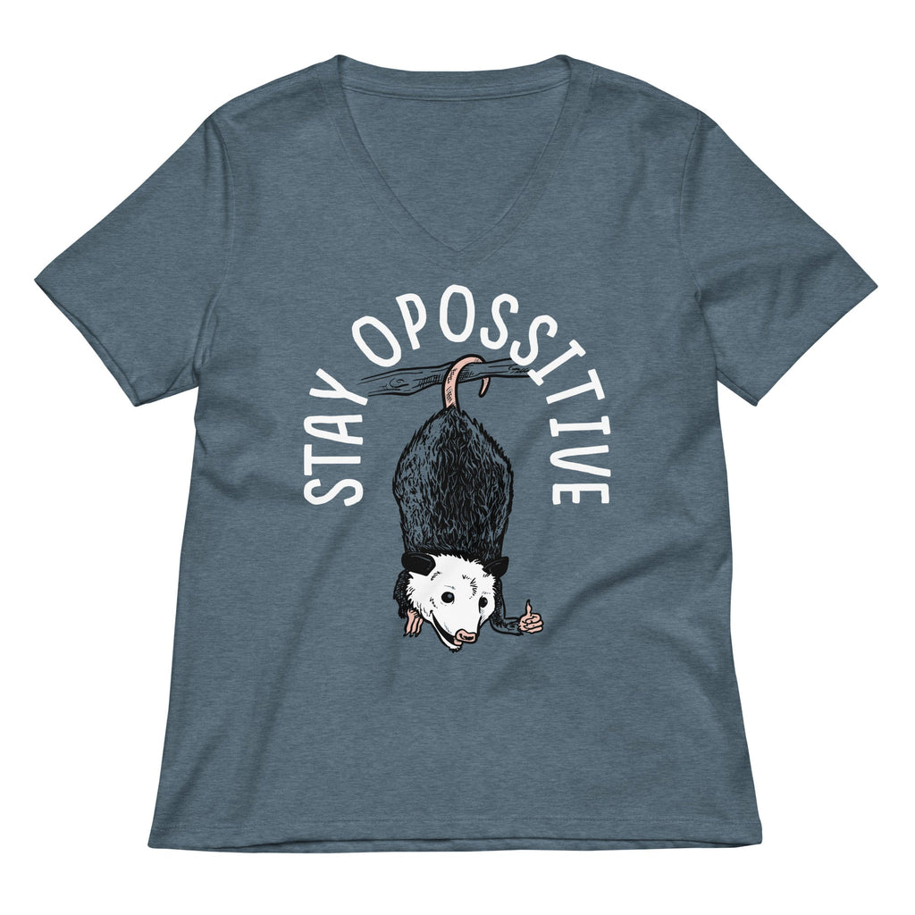Stay Opossitive Women's V-Neck Tee Hoodie, Sweatshirt | CoreVibeTees.com (Image 1)