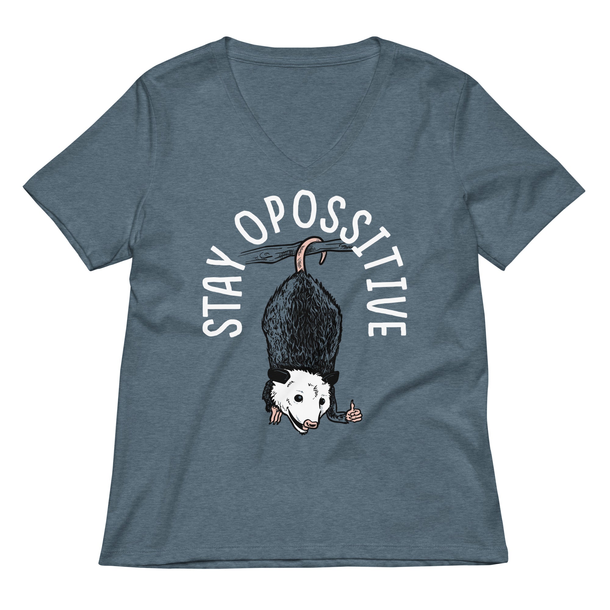 Stay Opossitive Women's V-Neck Tee Hoodie, Sweatshirt | CoreVibeTees.com (Image 1)