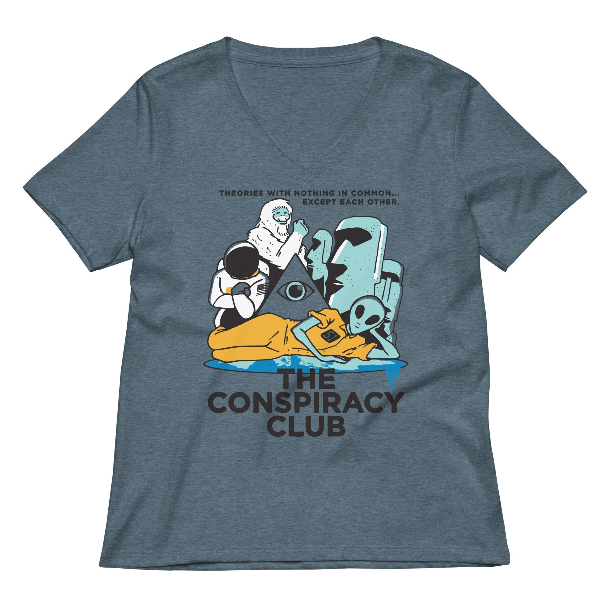 The Conspiracy Club Women's V-Neck Tee Hoodie, Sweatshirt | CoreVibeTees.com (Image 1)