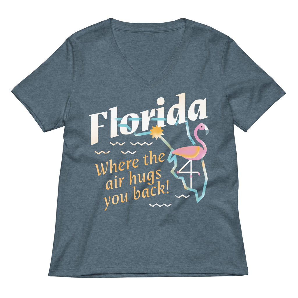 Florida Where The Air Hugs You Back Women's V-Neck Tee
