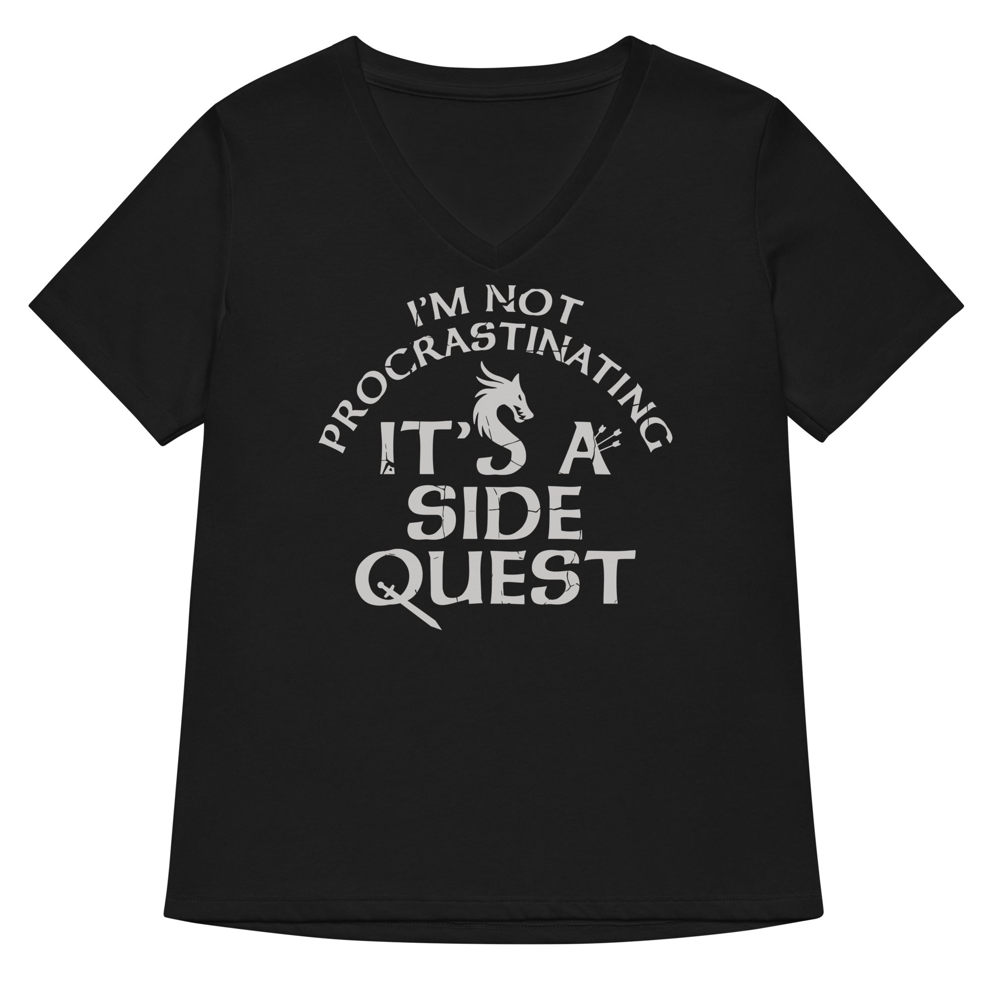 I'm Not Procrastinating, It's A Side Quest Women's V-Neck Tee Hoodie, Sweatshirt | CoreVibeTees.com (Image 1)