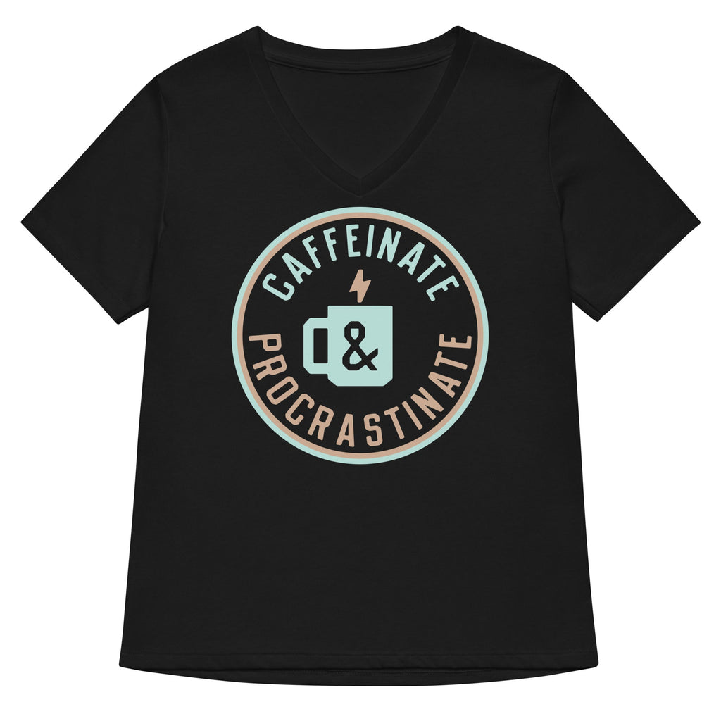 Caffeinate And Procrastinate Women's V-Neck Tee Hoodie, Sweatshirt | CoreVibeTees.com (Image 1)