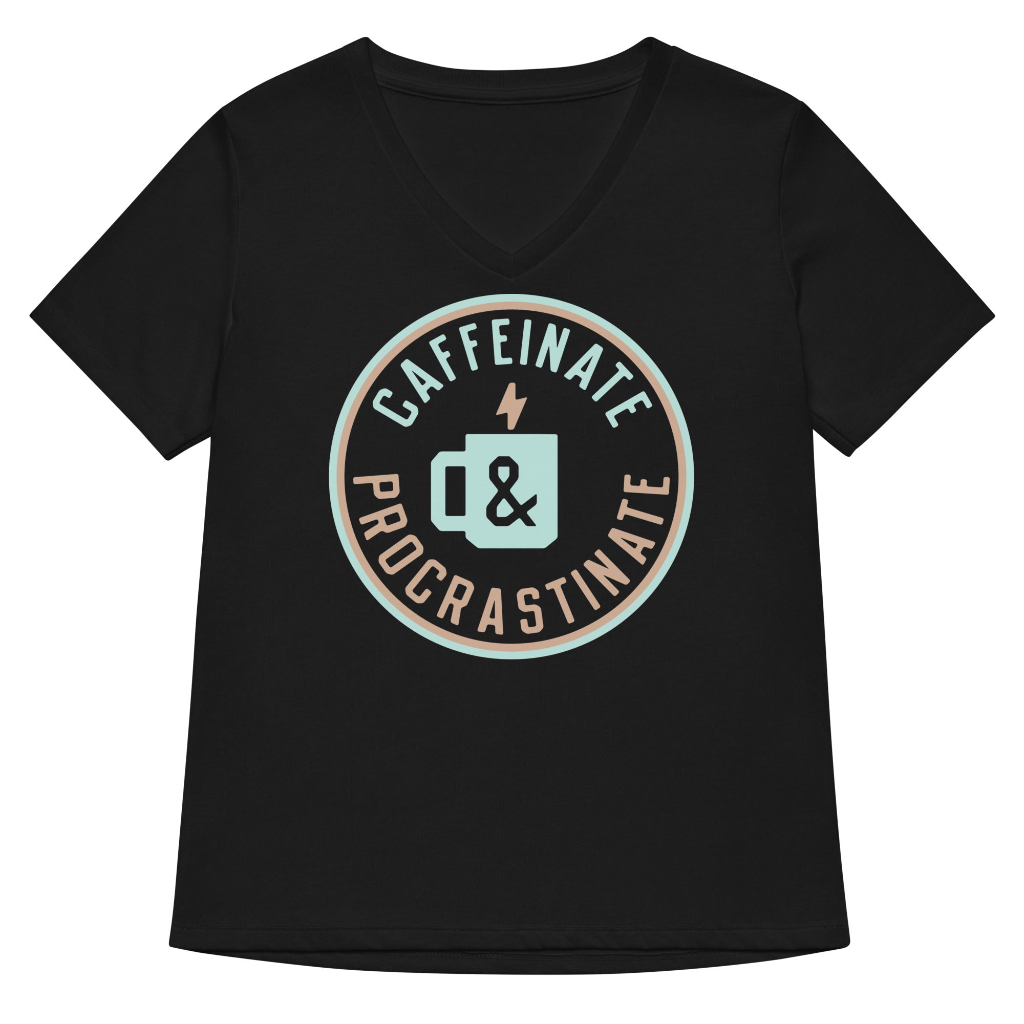 Caffeinate And Procrastinate Women's V-Neck Tee Hoodie, Sweatshirt | CoreVibeTees.com (Image 1)