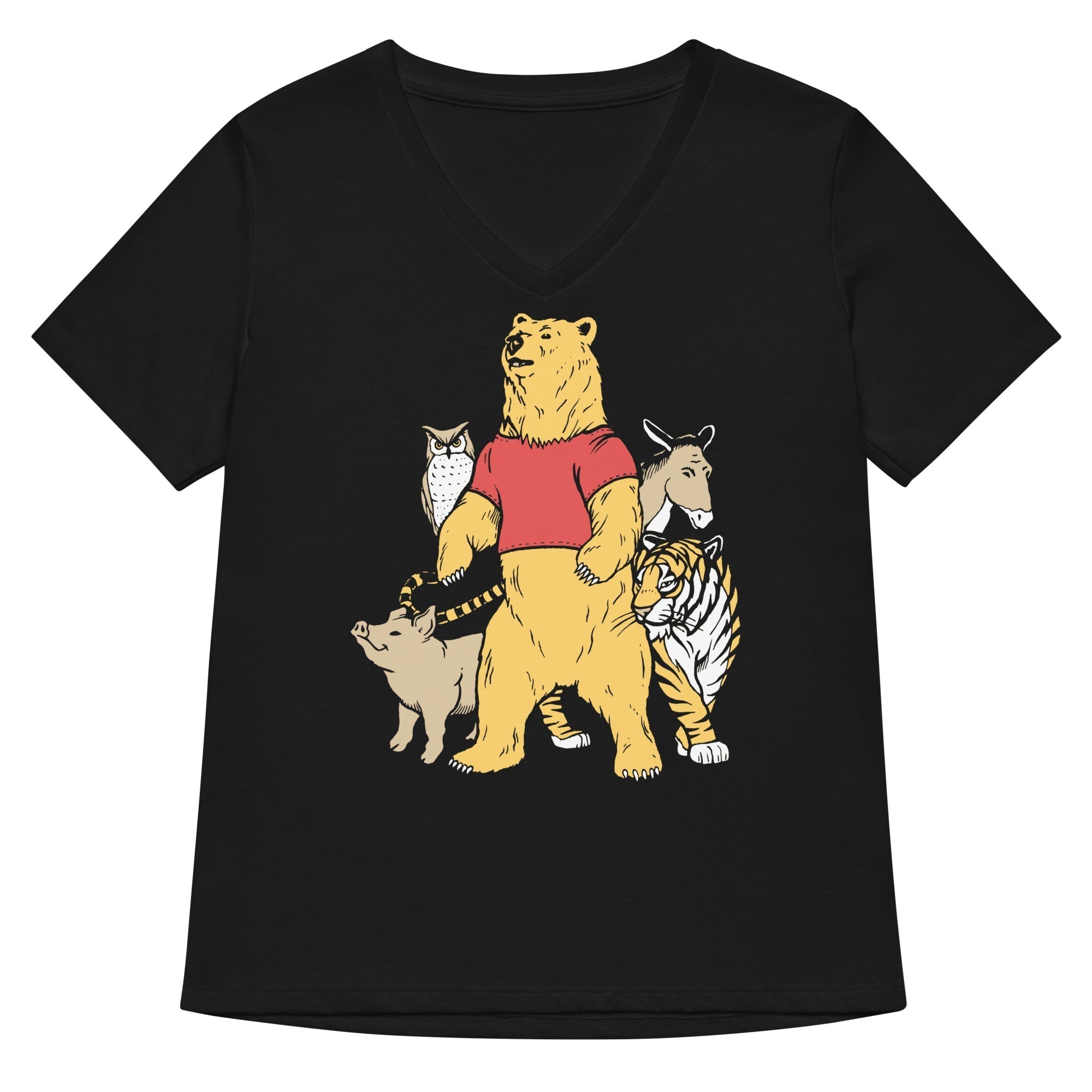Bear And Friends Women's V-Neck Tee Hoodie, Sweatshirt | CoreVibeTees.com (Image 1)