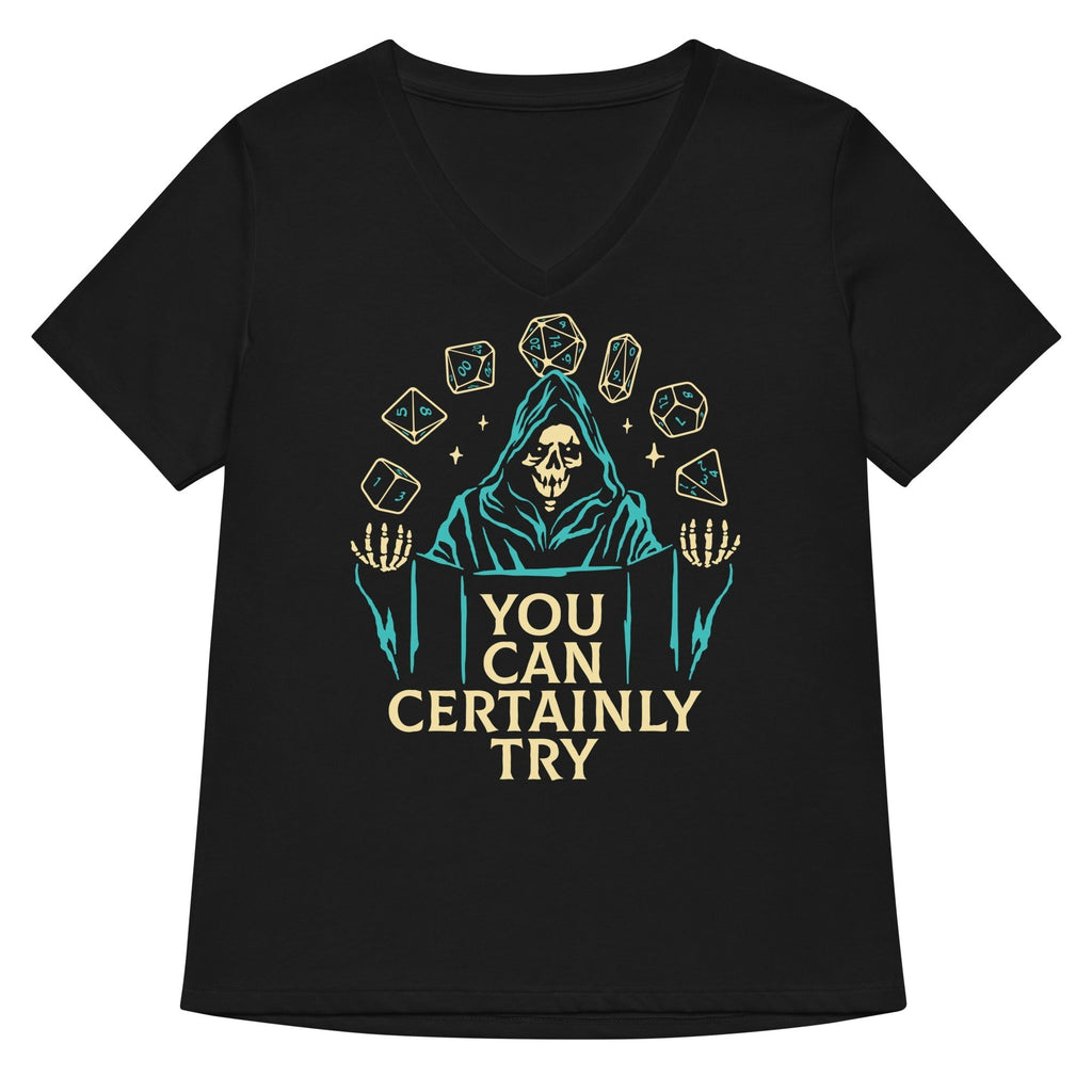 You Can Certainly Try Women's V-Neck Tee Hoodie, Sweatshirt | CoreVibeTees.com (Image 1)