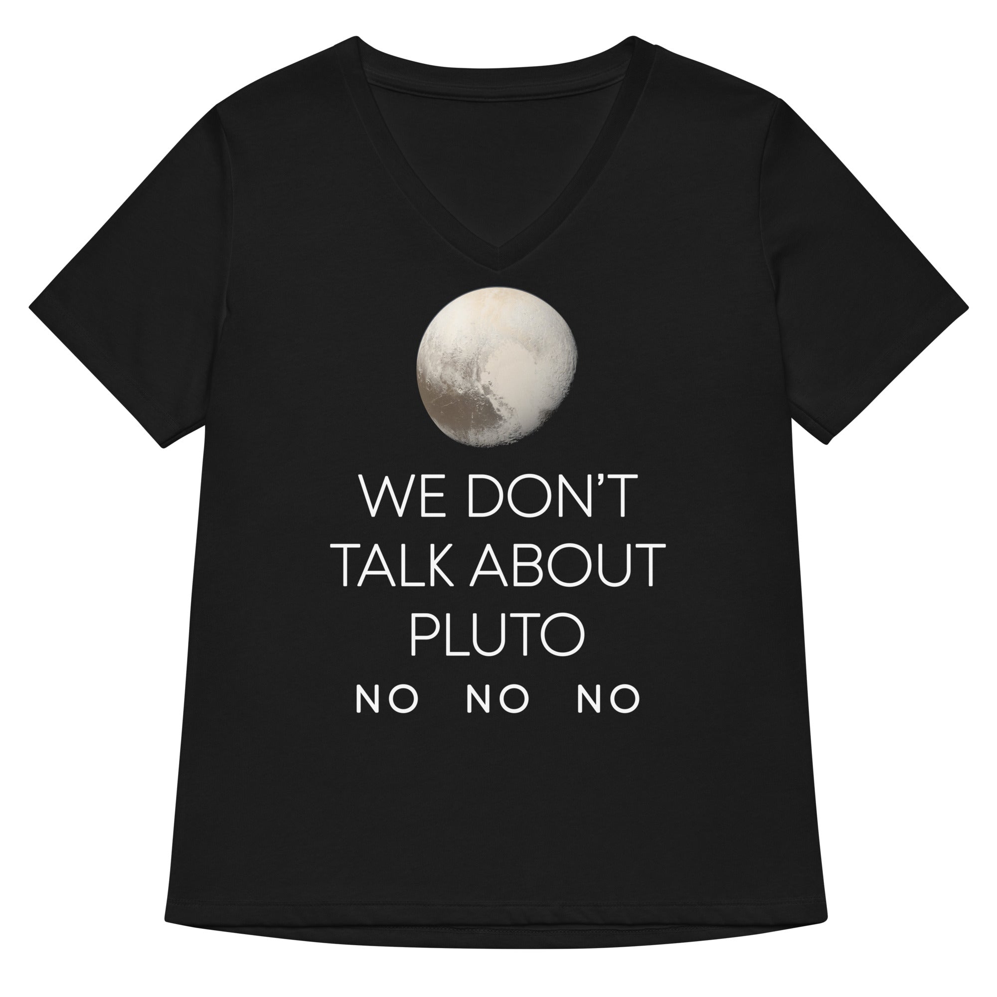 We Don't Talk About Pluto Women's V-Neck Tee Hoodie, Sweatshirt | CoreVibeTees.com (Image 1)