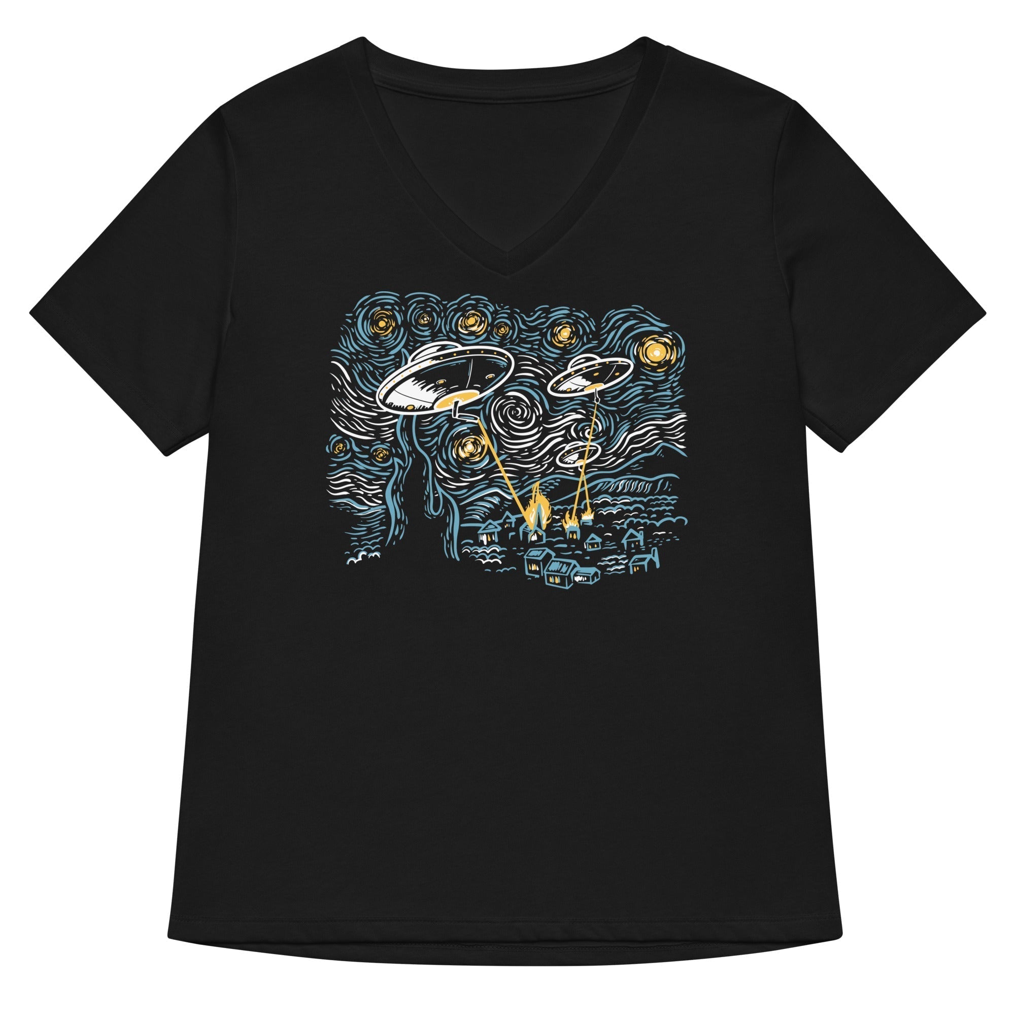 Starry Invasion Women's V-Neck Tee Hoodie, Sweatshirt | CoreVibeTees.com (Image 1)