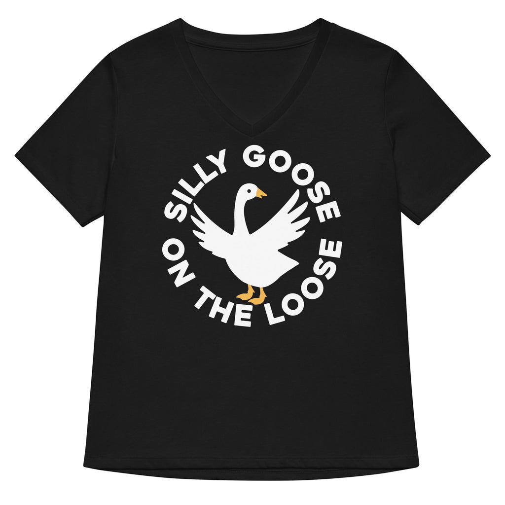 Silly Goose On The Loose Women's V-Neck Tee Hoodie, Sweatshirt | CoreVibeTees.com (Image 2)